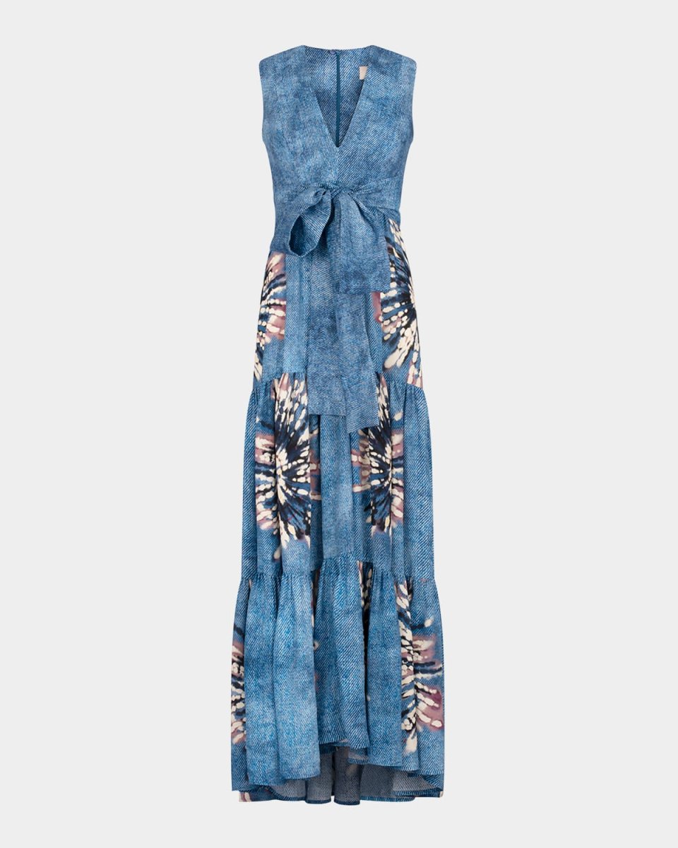 Shirley Printed Sleeveless Tiered Maxi Dress